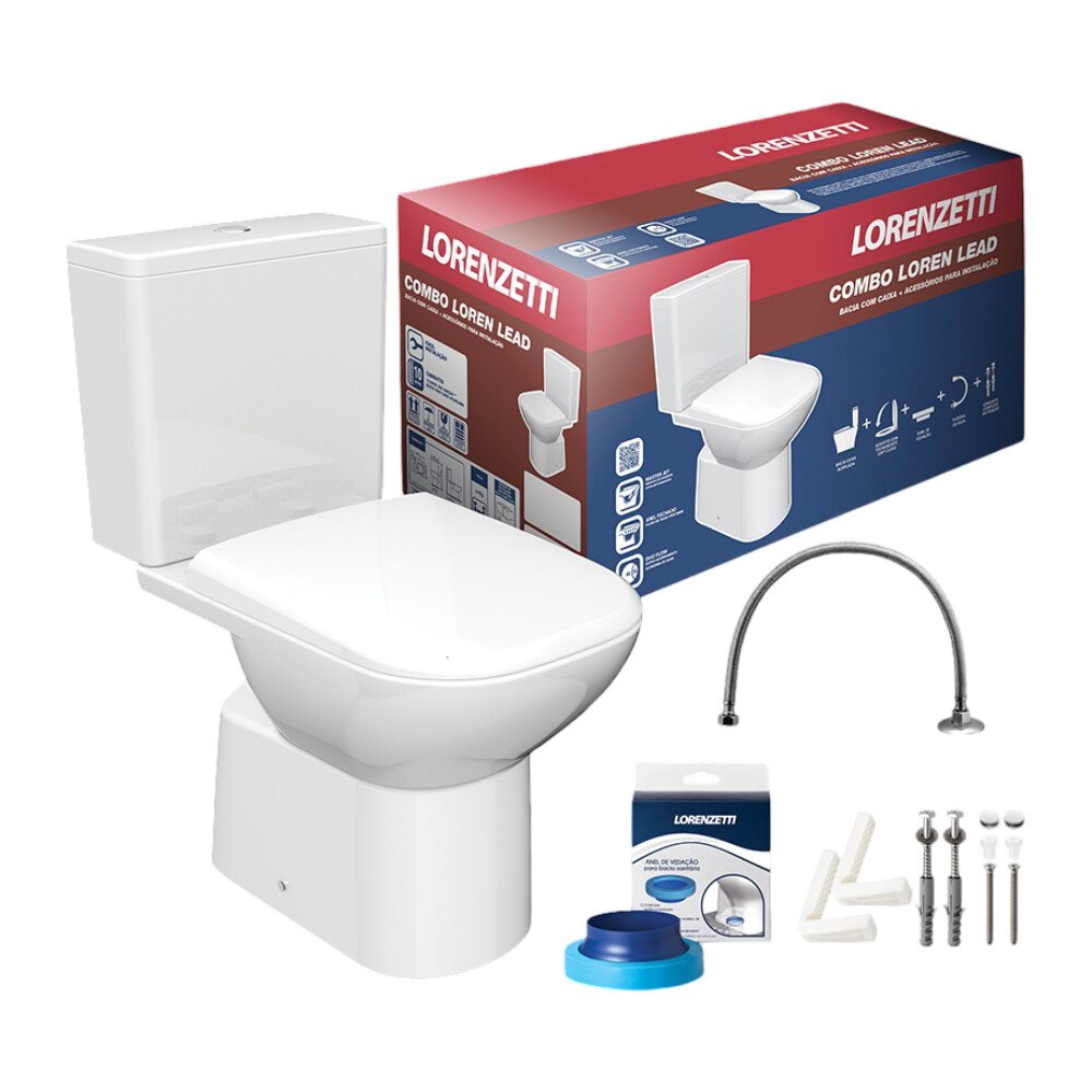 LORENZETTI - KIT BACIA COM CAIXA ACOPLADA LEAD BRANCA